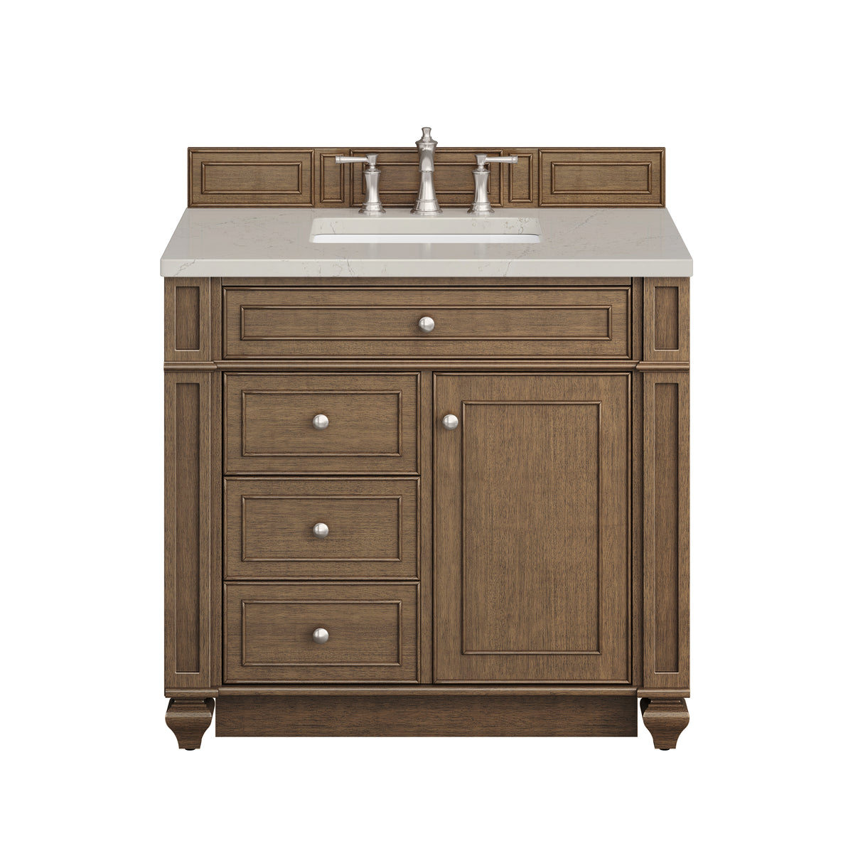 James Martin Vanities Bristol 36" Saddle Brown Single Vanity With 3 CM Siberian Silestone Top