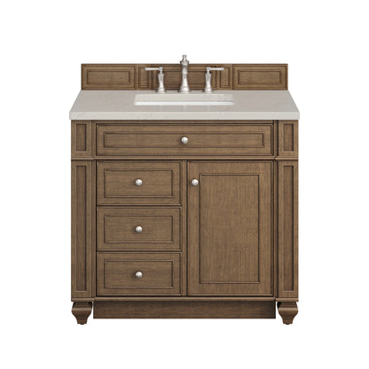 James Martin Vanities Bristol 36" Saddle Brown Single Vanity With 3 CM Siberian Silestone Top