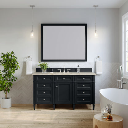 James Martin Vanities Brittany 60" Black Onyx Single Vanity With 3 CM Tajnar Eclos Top