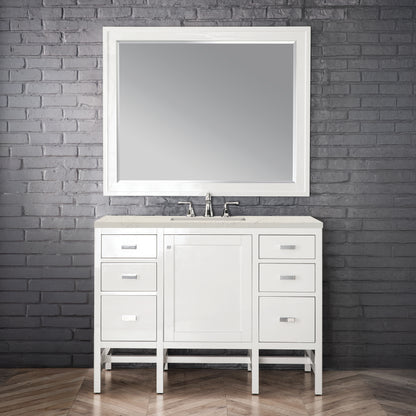 James Martin Vanities Addison 48" Glossy White Single Vanity With 3 CM Siberian Silestone Top