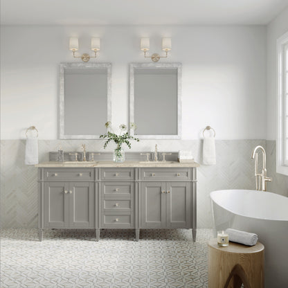 James Martin Vanities Brittany 72" Urban Gray Double Vanity With 3 CM Tajnar Eclos Top and FreePower Wireless Charger
