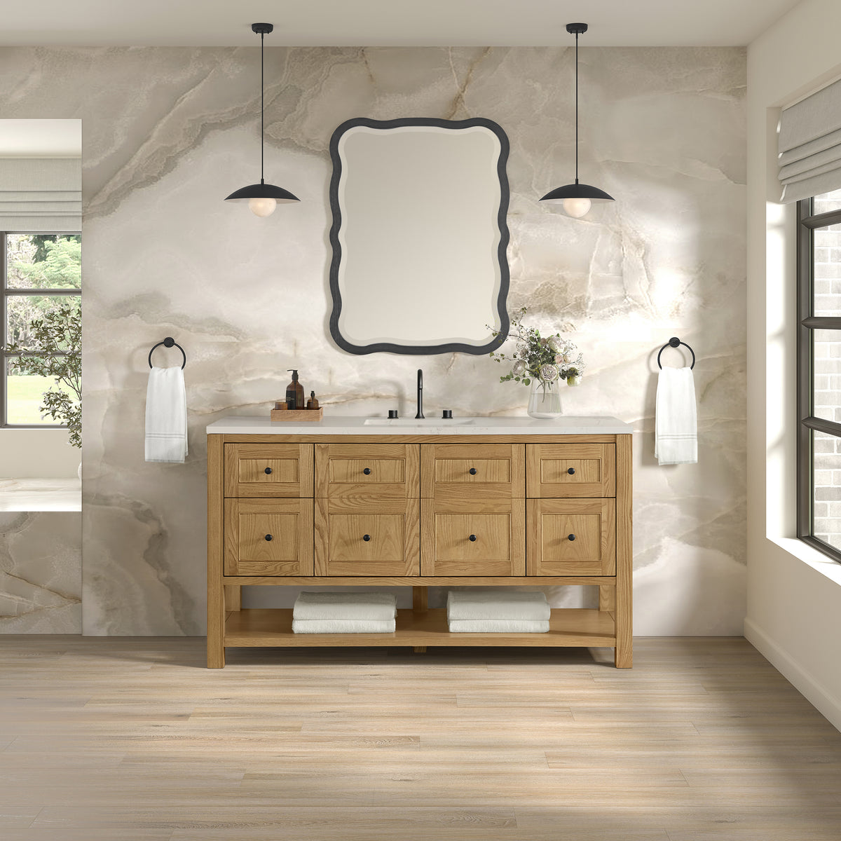 James Martin Vanities Breckenridge 60" Light Natural Oak Single Vanity With 3cm Siberian Silestone Top