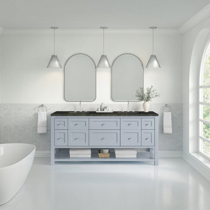 James Martin Vanities Breckenridge 72" Serenity Blue Double Vanity With 3cm Phantome Eclos Top