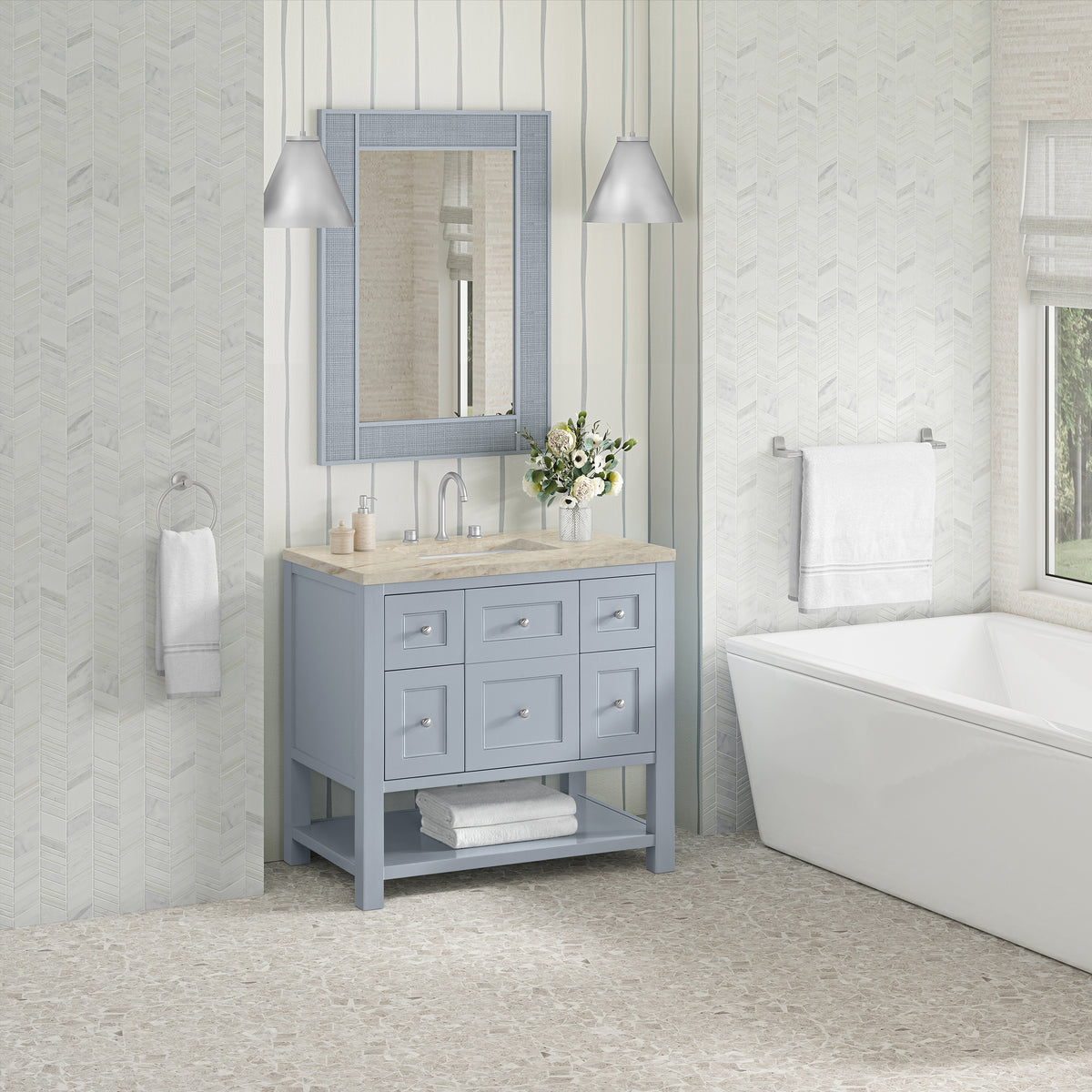 James Martin Vanities Breckenridge 36" Serenity Blue Single Vanity With 3cm Tajnar Eclos Top