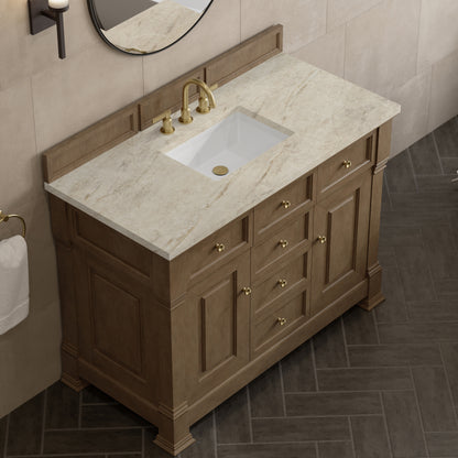 James Martin Vanities Brookfield 48" Pecan Single Vanity With 3 CM Tajnar Eclos Top