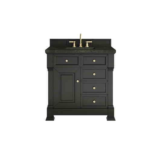 James Martin Vanities Brookfield 36" Black Onyx Single Vanity With 3 CM Phantome Eclos Top