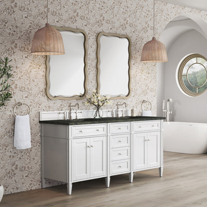 James Martin Vanities Brittany 72" Bright White Double Vanity With 3 CM Phantome Eclos Top