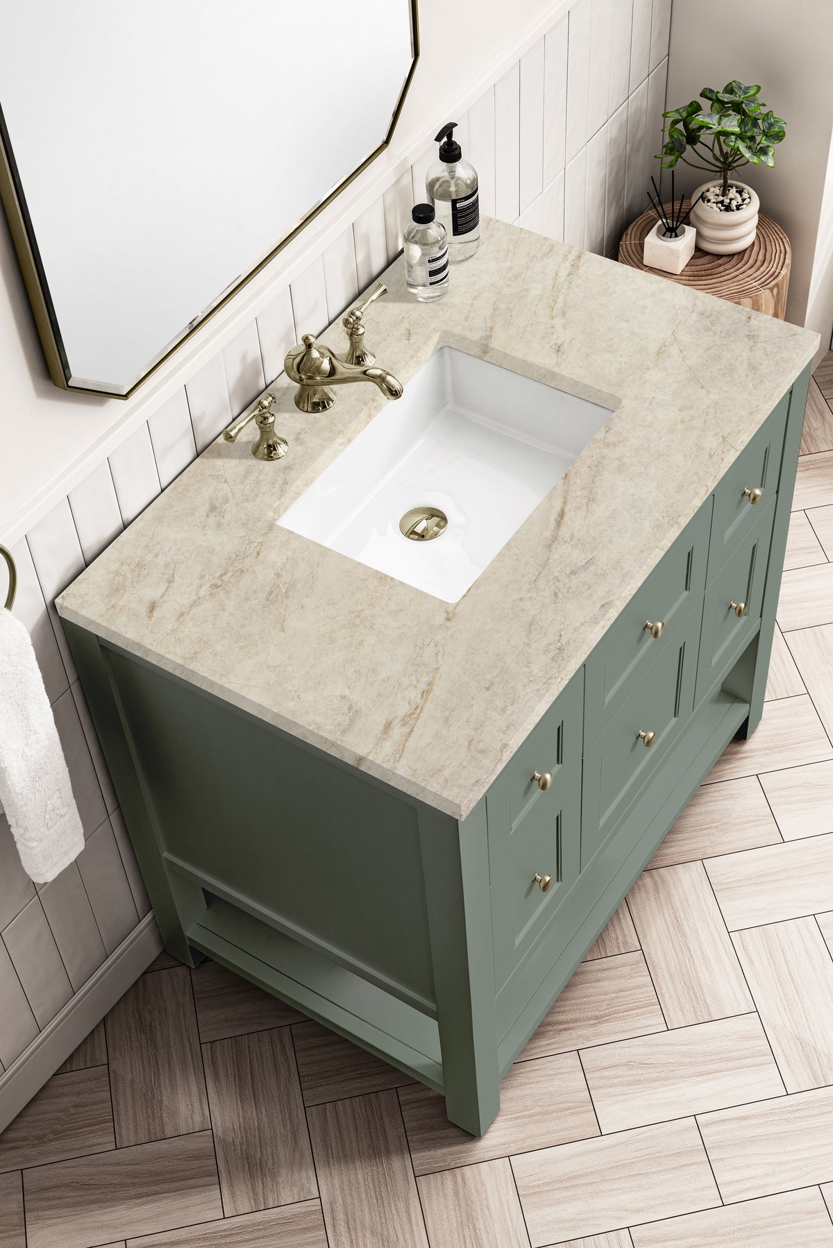 James Martin Vanities Breckenridge 36" Smokey Celadon Single Vanity With 3cm Tajnar Eclos Top