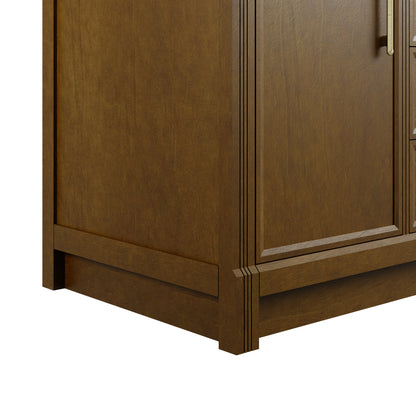 James Martin Vanities Bellshire 120" Honey Oak Dual Vanity Set With 3 cm Phantome Eclos Top and 24" Make-Up Counter
