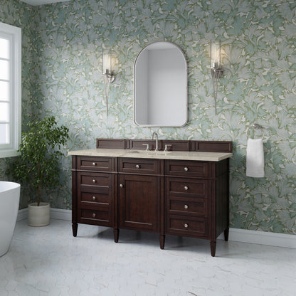 James Martin Vanities Brittany 60" Burnished Mahogany Single Vanity With 3 CM Tajnar Eclos Top