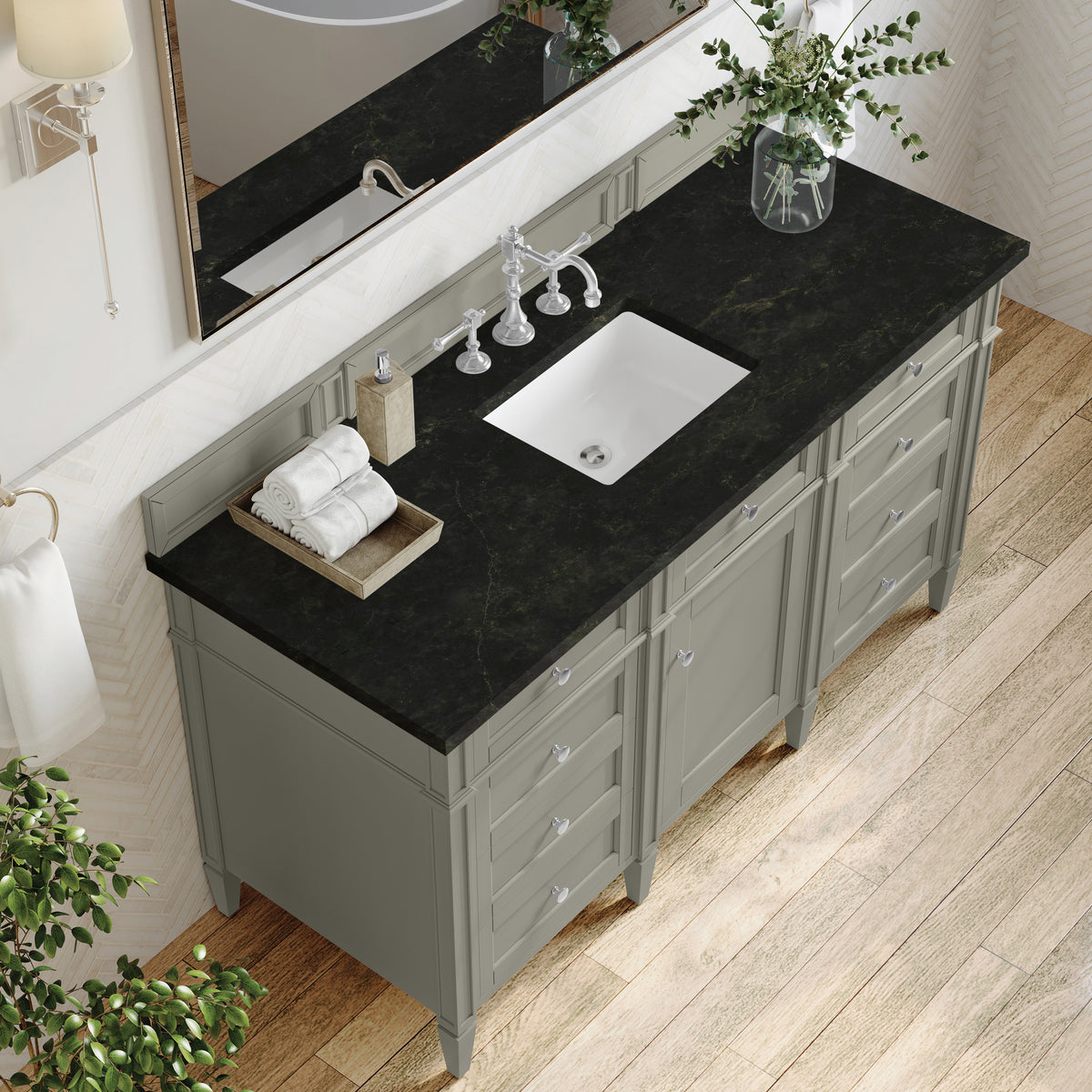 James Martin Vanities Brittany 60" Urban Gray Single Vanity With 3 CM Phantome Eclos Top