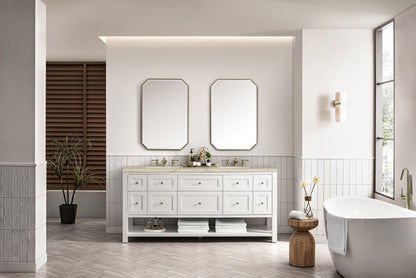 James Martin Vanities Breckenridge 72" Bright White Double Vanity With 3cm Tajnar Eclos Top