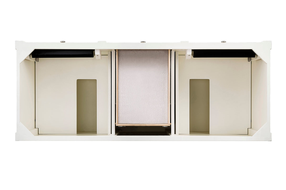 James Martin Vanities Brittany 60" Bright White Vanity Double Vanity With 3 CM Parisien Bleu Silestone Top and FreePower Wireless Charger