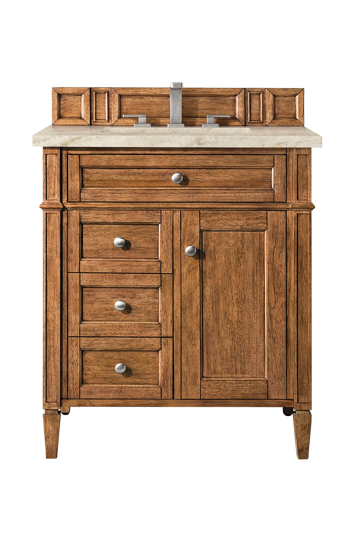 James Martin Vanities Brittany 30" Saddle Brown Single Vanity With 3 CM Tajnar Eclos Top