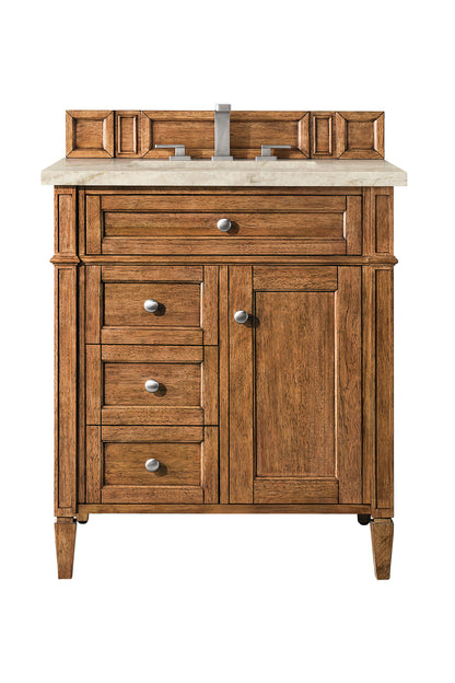 James Martin Vanities Brittany 30" Saddle Brown Single Vanity With 3 CM Tajnar Eclos Top