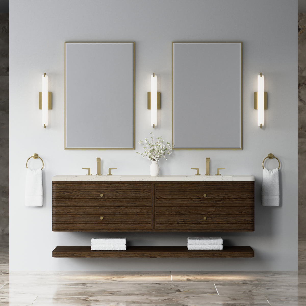 James Martin Vanities Allamari 72" Sable Double Vanity With 3 CM Siberian Silestone Top