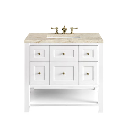James Martin Vanities Breckenridge 36" Bright White Single Vanity With 3cm Tajnar Eclos Top