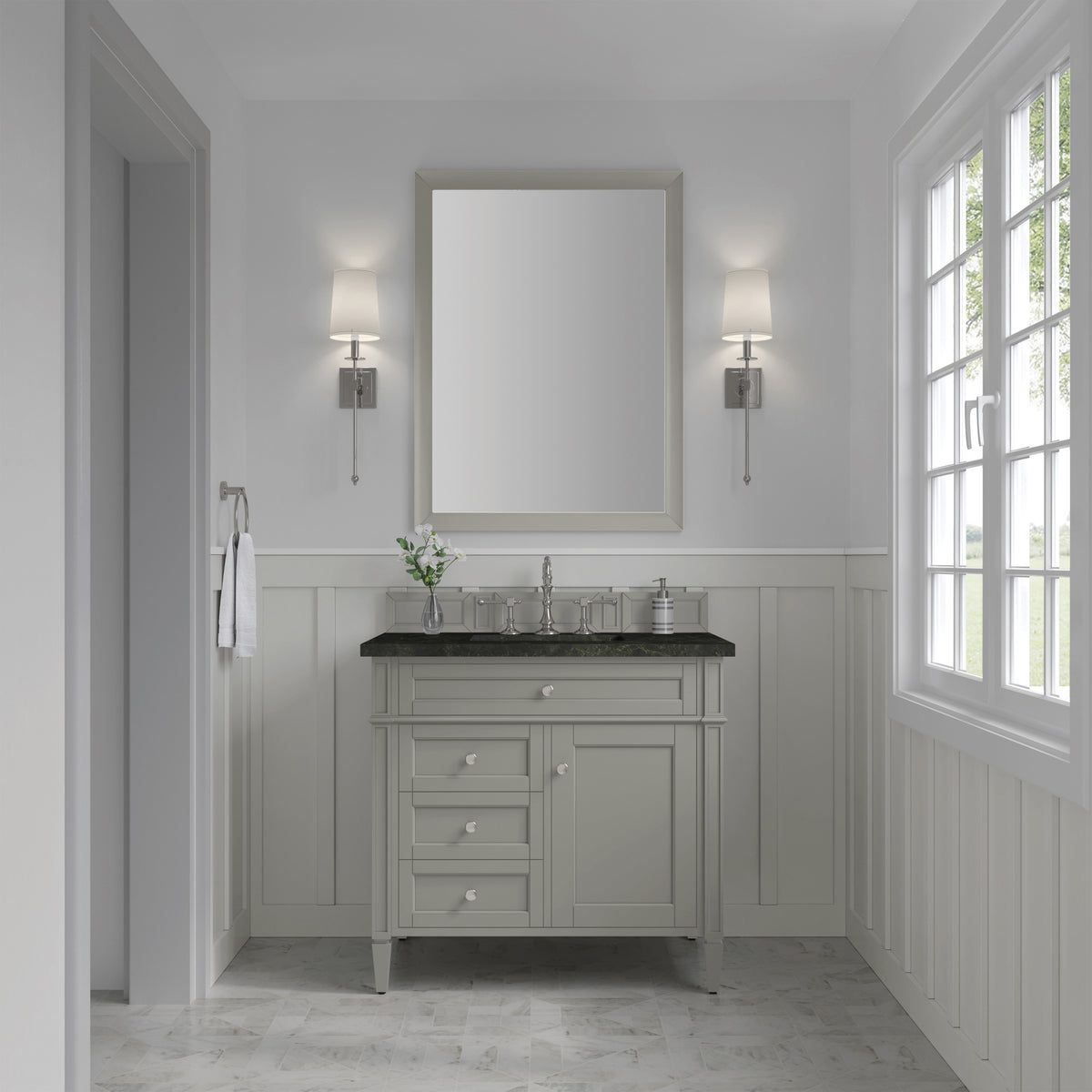 James Martin Vanities Brittany 36" Urban Gray Single Vanity With 3 CM Phantome Eclos Top