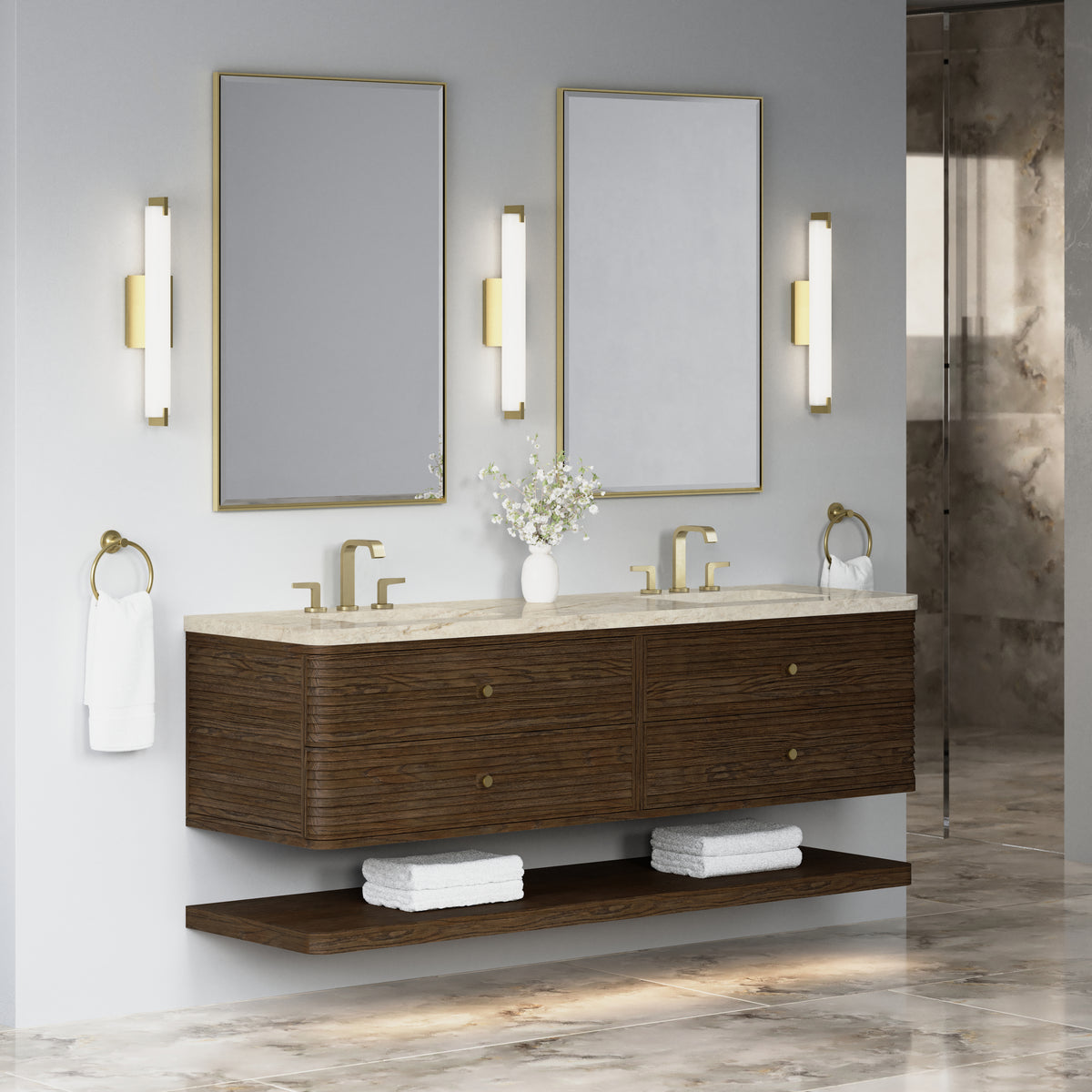 James Martin Vanities Allamari 72" Sable Double Vanity With 3 CM Tajnar Eclos Top