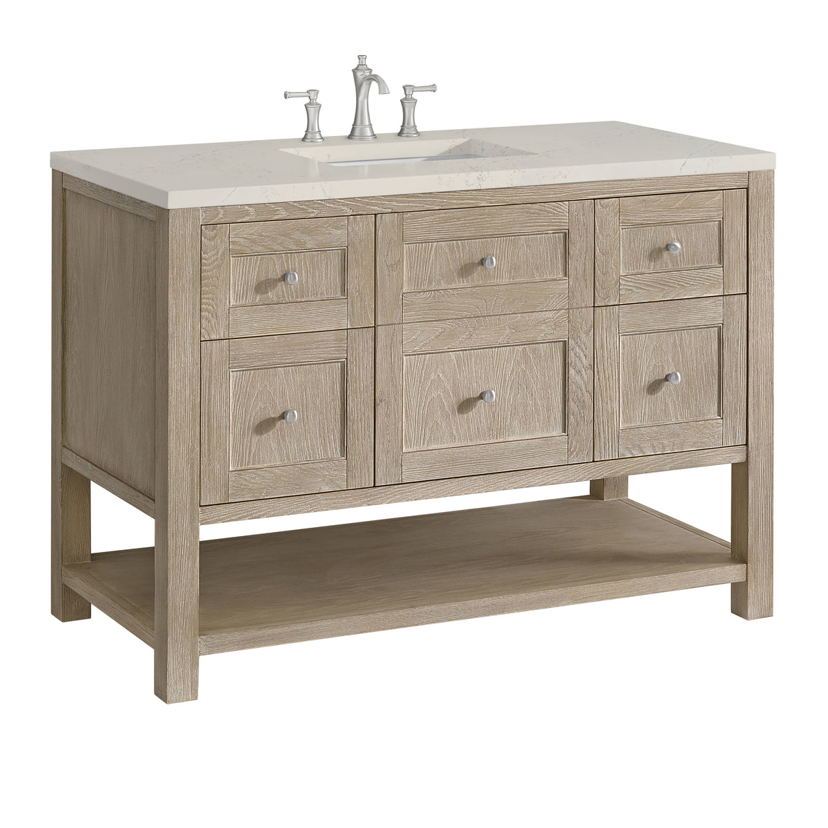James Martin Vanities Breckenridge 48" Whitewashed Oak Single Vanity With 3cm Siberian Silestone Top