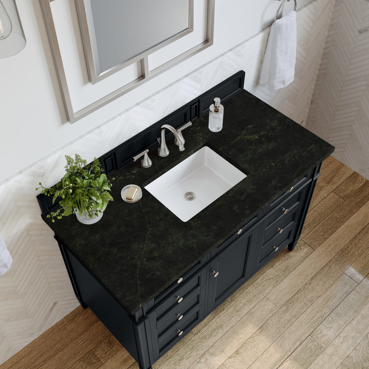 James Martin Vanities Brittany 48" Black Onyx Single Vanity With 3 CM Phantome Eclos Top