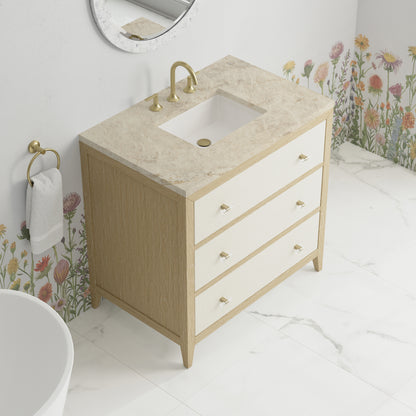James Martin Vanities Celeste 36" Sunwashed Oak with Embossed Shagreen Single Vanity With 3 CM Tajnar Eclos Top