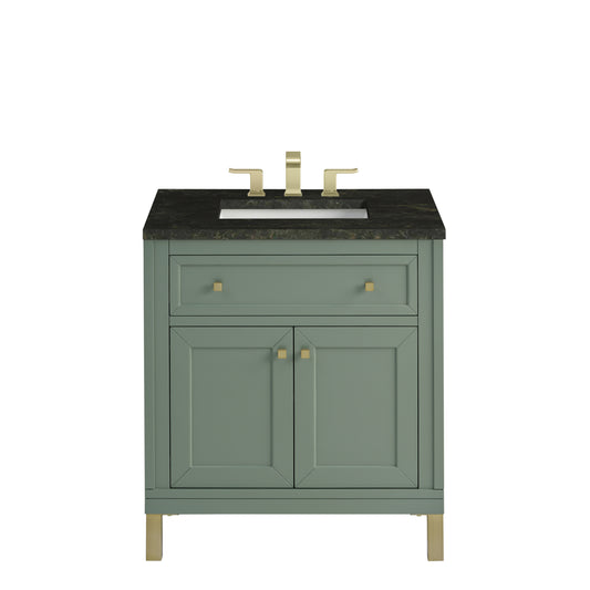 James Martin Vanities Chicago 30" Smokey Celadon Single Vanity With 3 CM Phantome Eclos Top