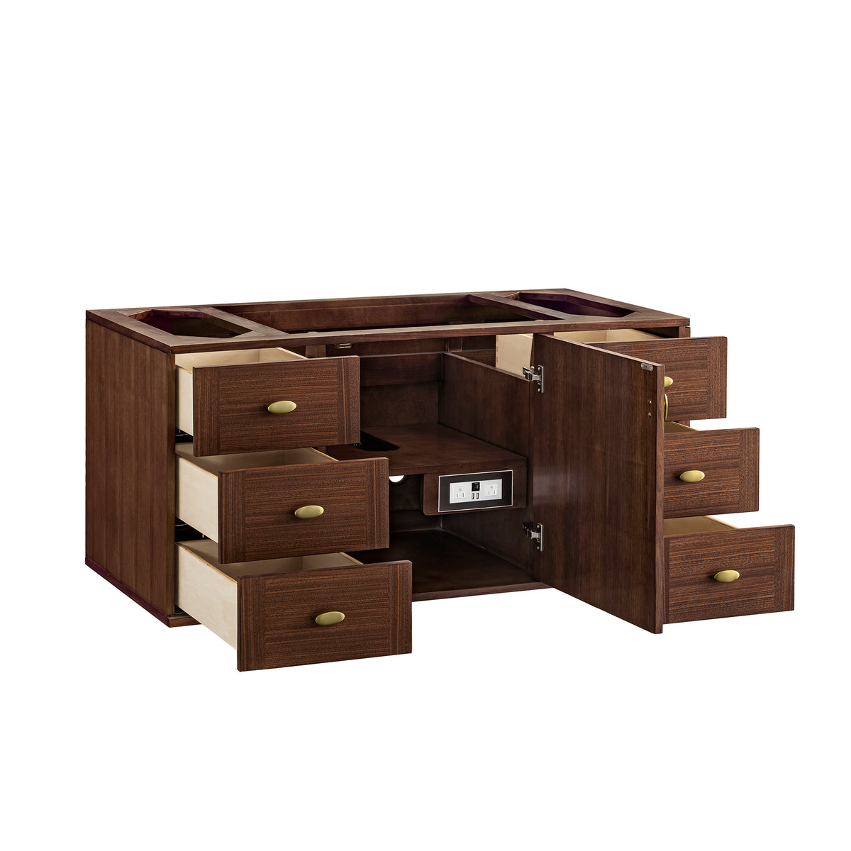 James Martin Vanities Amberly 48" Mid-Century Walnut Single Vanity With 3 CM Tajnar Eclos Top and FreePower Wireless Charger