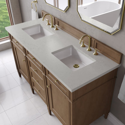 James Martin Vanities Brittany 60" Pecan Double Vanity With 3 CM Lime Delight Silestone Top