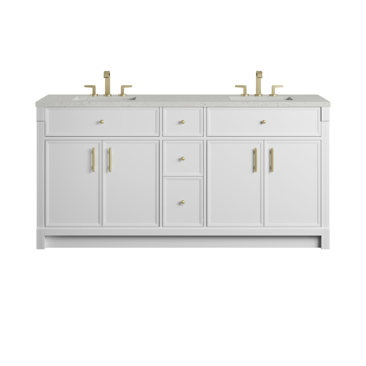 James Martin Vanities Bellshire 72" Bright White Double Vanity With 3 CM Lime Delight Silestone Top