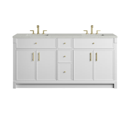 James Martin Vanities Bellshire 72" Bright White Double Vanity With 3 CM Lime Delight Silestone Top