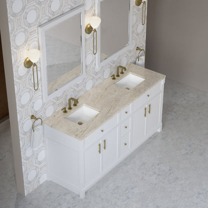 James Martin Vanities Bellshire 72" Bright White Double Vanity With 3 CM Tajnar Eclos Top
