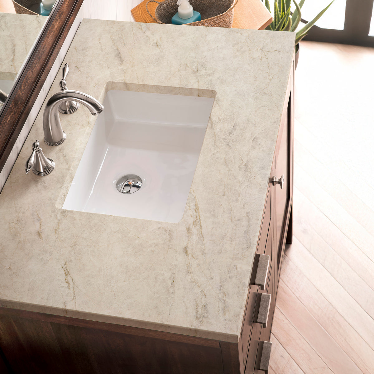 James Martin Vanities Addison 36" Mid-Century Acacia Single Vanity With 3 CM Tajnar Eclos Top