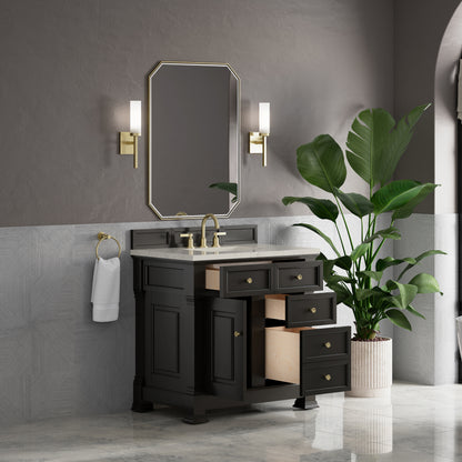 James Martin Vanities Brookfield 36" Black Onyx Single Vanity With 3 CM Siberian Silestone Top