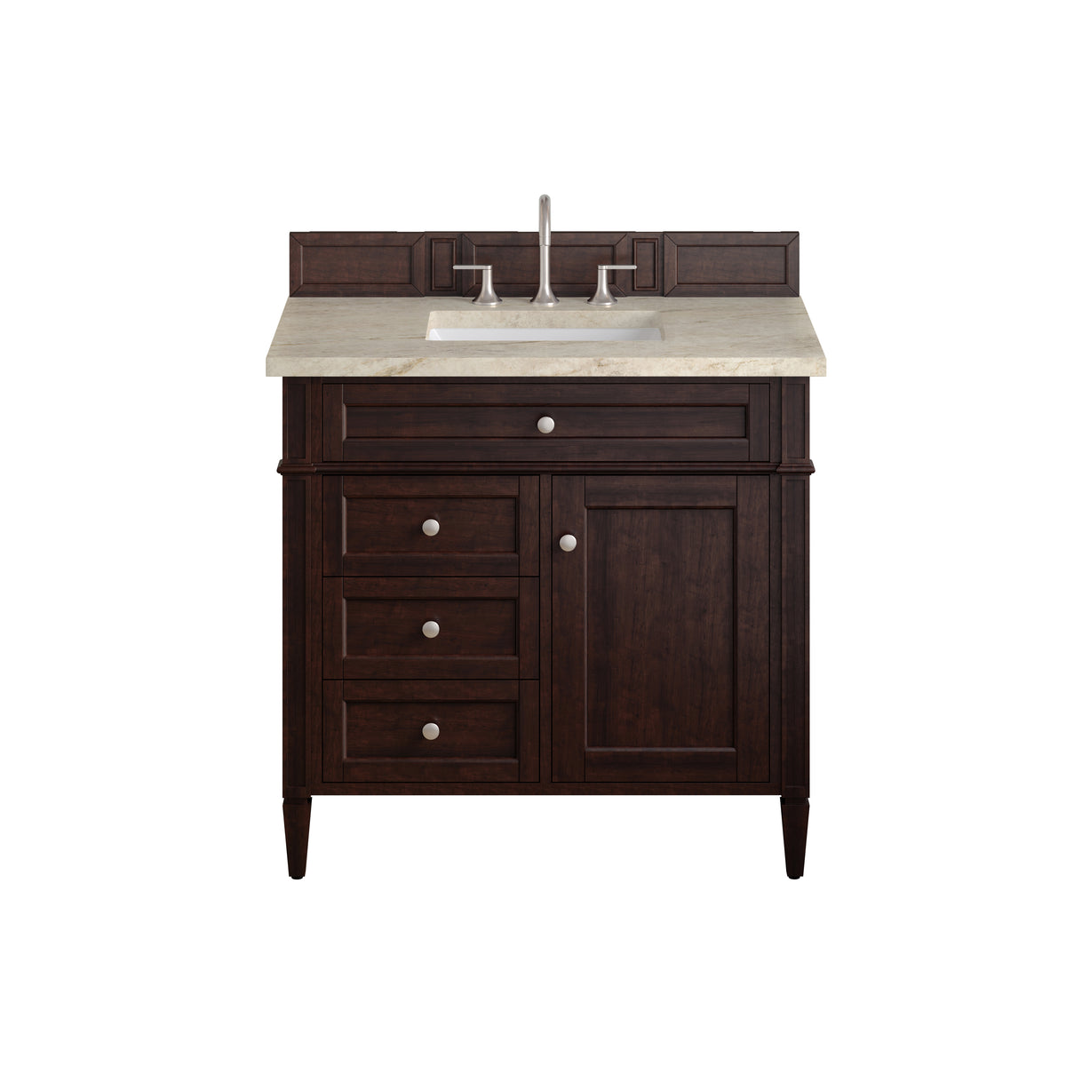 James Martin Vanities Brittany 36" Burnished Mahogany Single Vanity With 3 CM Tajnar Eclos Top