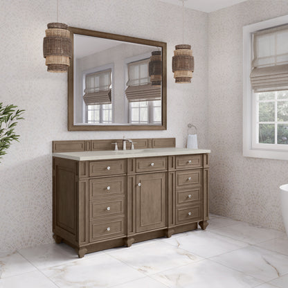 James Martin Vanities Bristol 60" Whitewashed Walnut Single Vanity With 3 CM Siberian Silestone Top and FreePower Wireless Charger