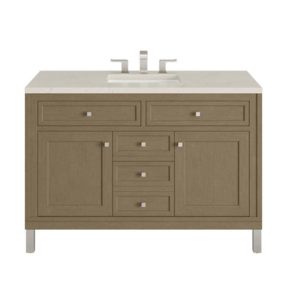 James Martin Vanities Chicago 48" Walnut Whisper Single Vanity With 3 CM Siberian Silestone Top