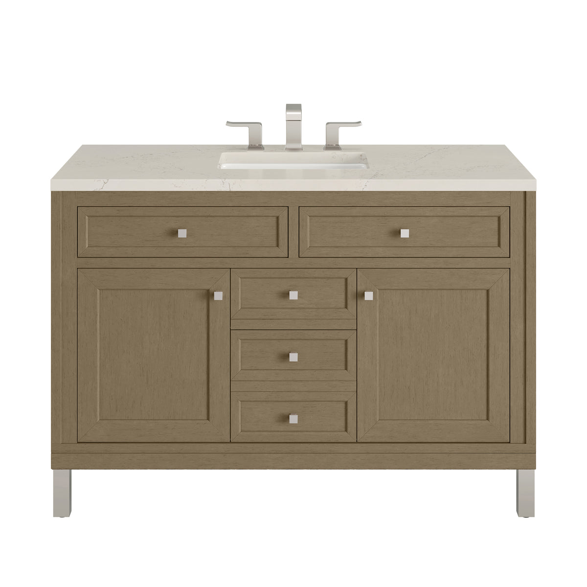 James Martin Vanities Chicago 48" Walnut Whisper Single Vanity With 3 CM Siberian Silestone Top and FreePower Wireless Charger