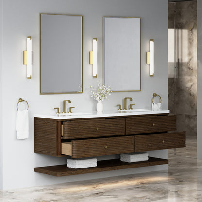 James Martin Vanities Allamari 72" Sable Double Vanity With 3 CM White Zeus Silestone Top