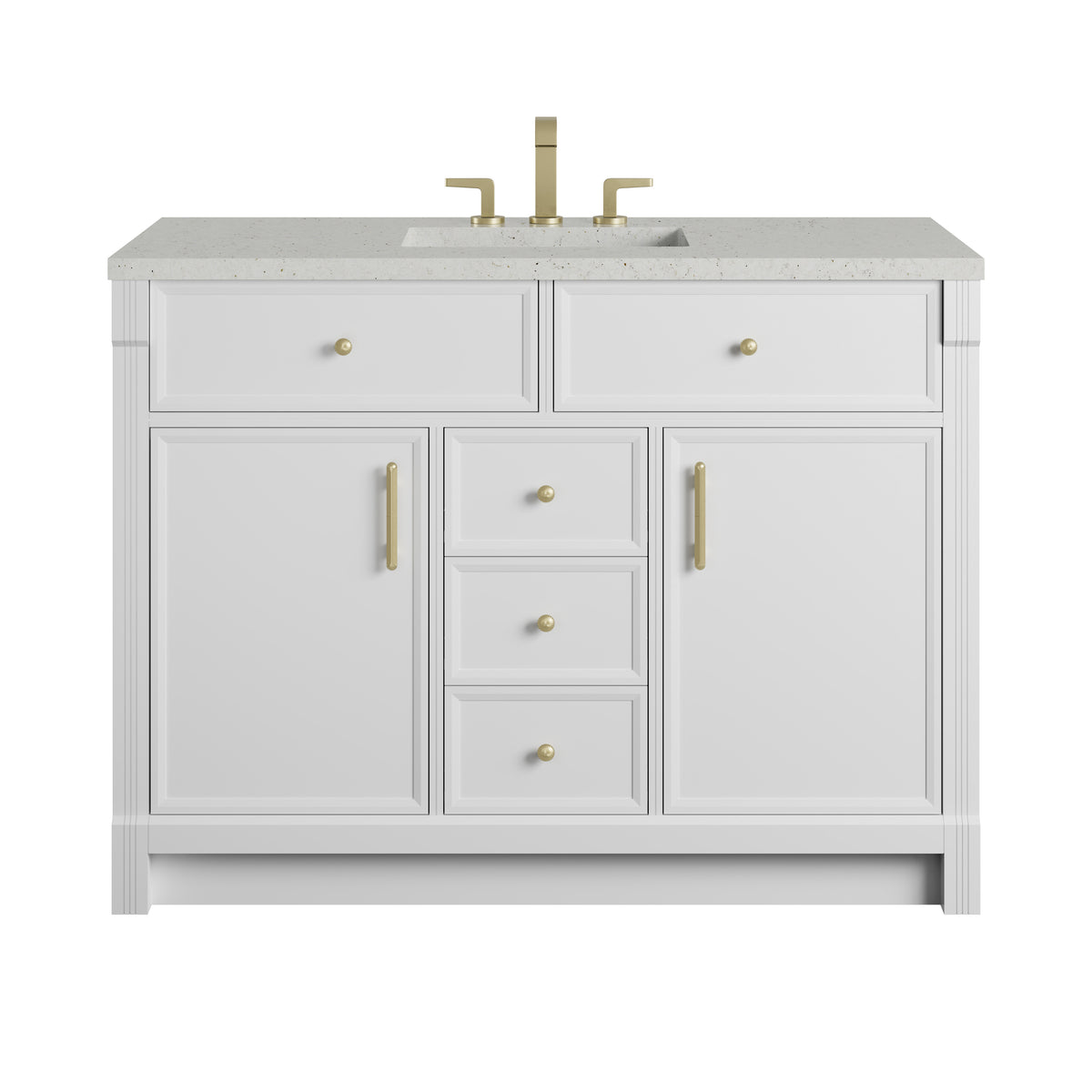 James Martin Vanities Bellshire 48" Bright White Single Vanity With 3 CM Lime Delight Silestone Top