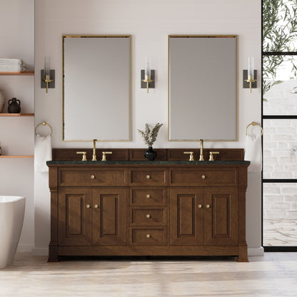 James Martin Vanities Brookfield 72" Honey Oak Double Vanity With 3 CM Phantome Eclos Top