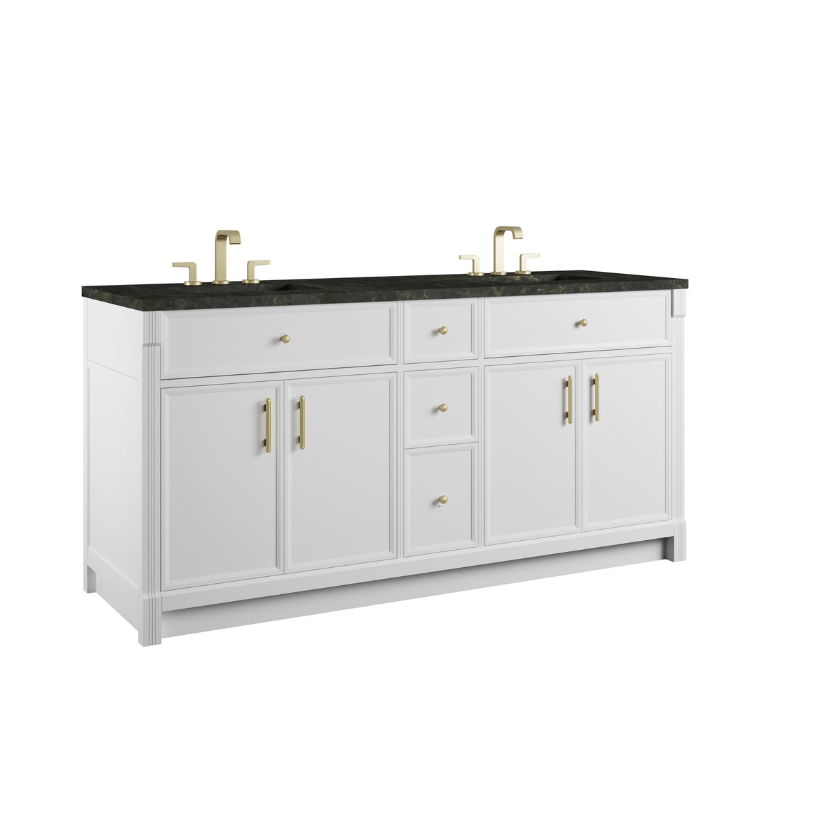 James Martin Vanities Bellshire 72" Bright White Double Vanity With 3 CM Phantome Eclos Top