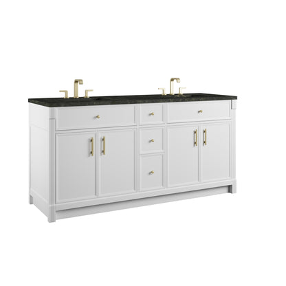 James Martin Vanities Bellshire 72" Bright White Double Vanity With 3 CM Phantome Eclos Top