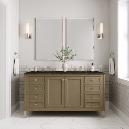 James Martin Vanities Chicago 60" Walnut Whisper Double Vanity With 3 CM Phantome Eclos Top