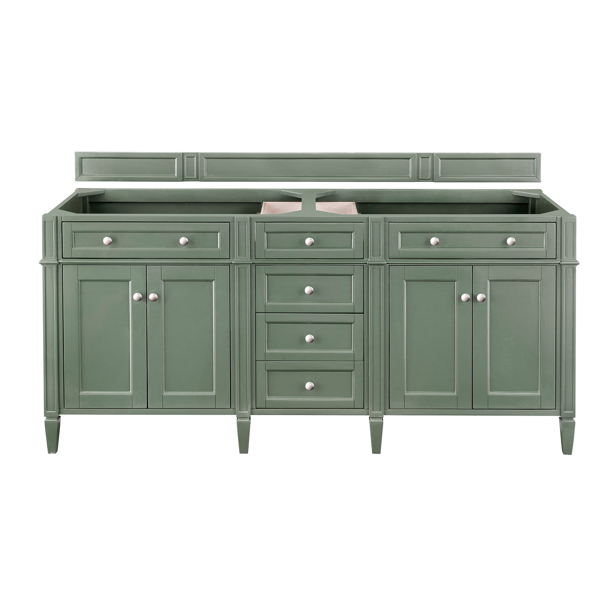 James Martin Vanities Brittany 72" Smokey Celadon Double Vanity With 3 CM Phantome Eclos Top