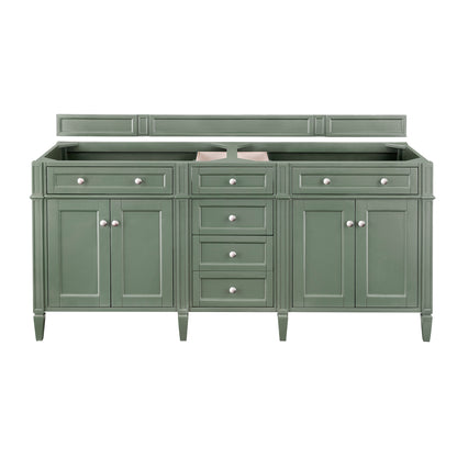 James Martin Vanities Brittany 72" Smokey Celadon Double Vanity With 3 CM Tajnar Eclos Top