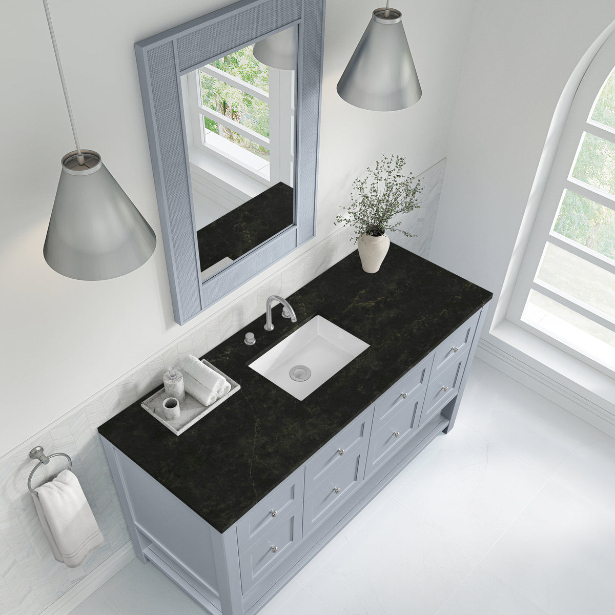 James Martin Vanities Breckenridge 60" Serenity Blue Single Vanity With 3cm Phantome Eclos Top