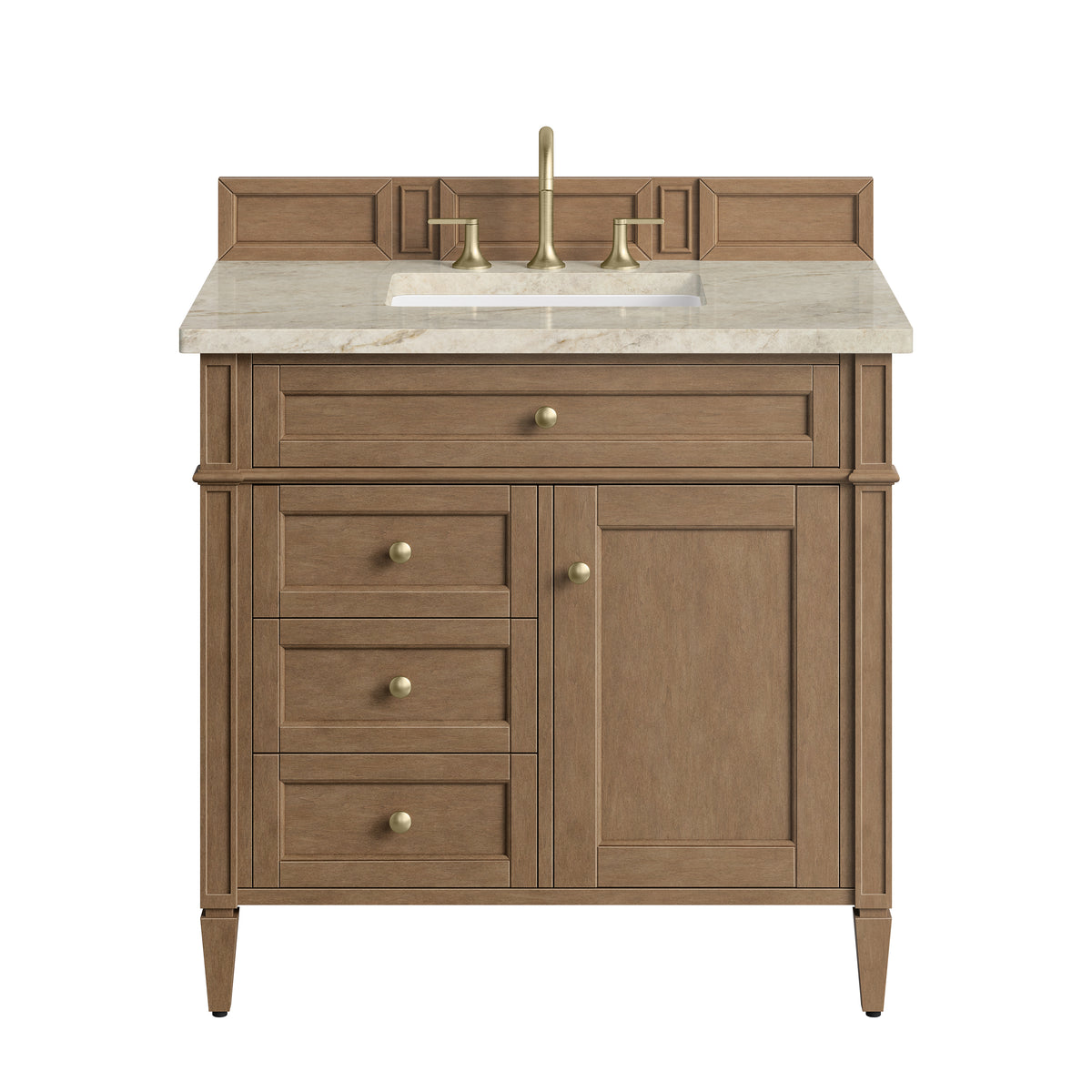 James Martin Vanities Brittany 36" Pecan Single Vanity With 3 CM Tajnar Eclos Top