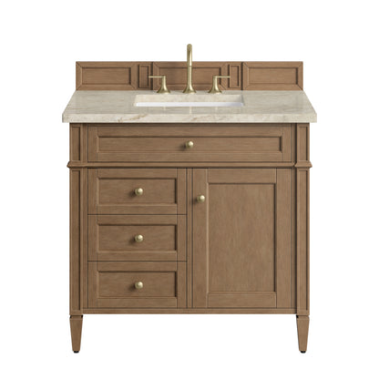 James Martin Vanities Brittany 36" Pecan Single Vanity With 3 CM Tajnar Eclos Top