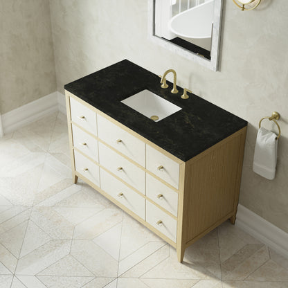 James Martin Vanities Celeste 48" Sunwashed Oak with Embossed Shagreen Single Vanity With 3 CM Phantome Eclos Top